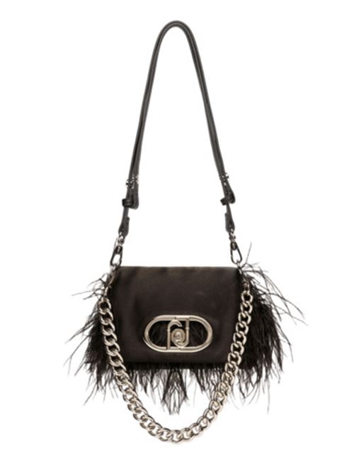 borsa donna a mano/tracolla piume raso nera LIU JO | AA5269-P034722222